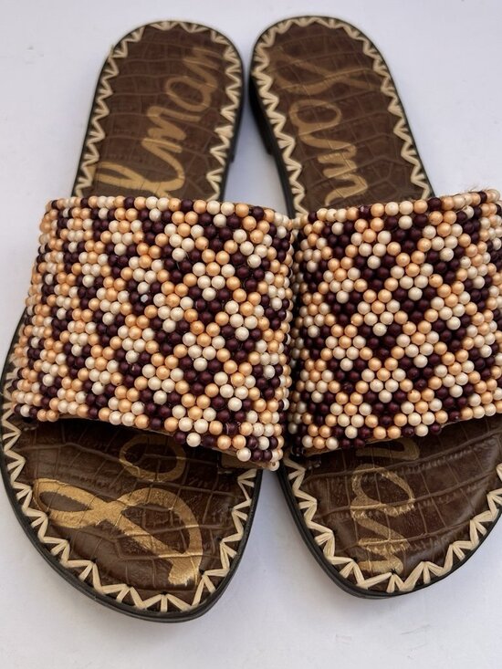 Sam Edelman Gunner Beaded Slide Sandals Womens Size 7 Leather Boho Slip On - Picture 3 of 7